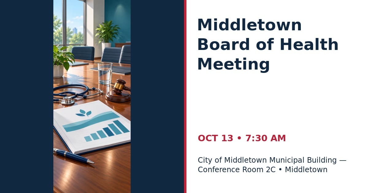Middletown Board of Health Meeting • OCT 13 • Middletown