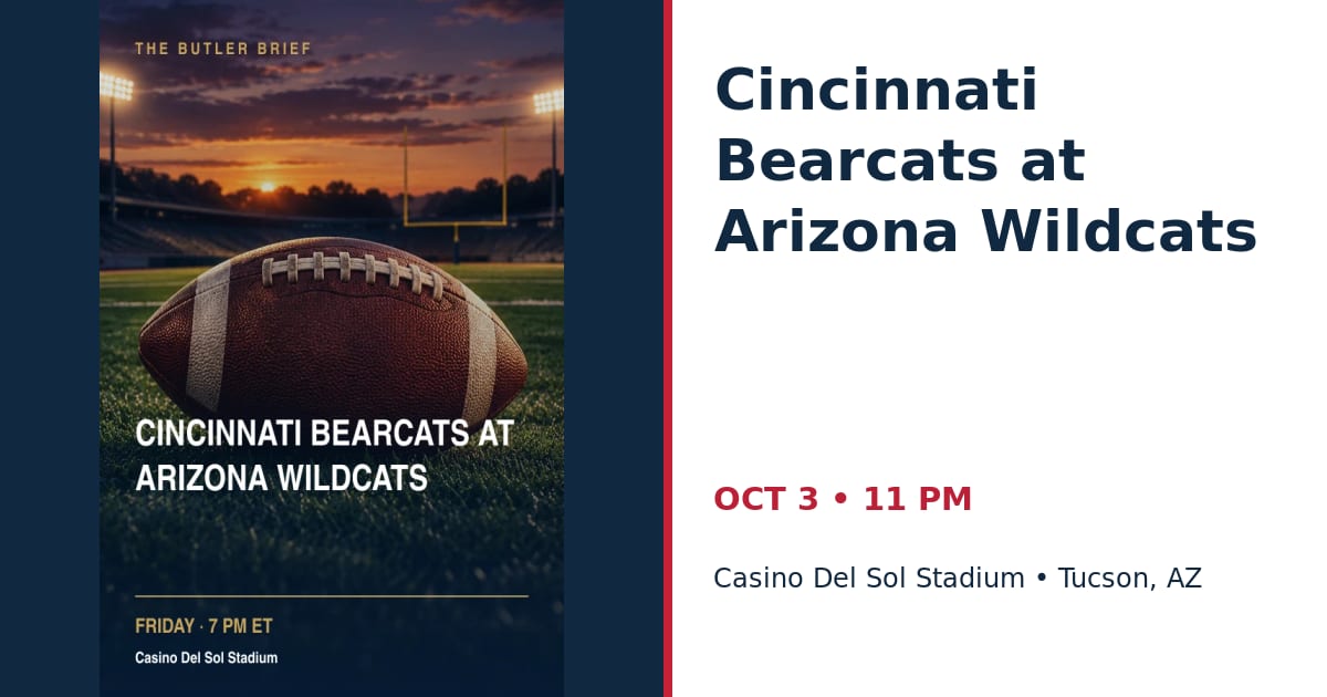 Cincinnati Bearcats at Arizona Wildcats • OCT 3 • Tucson, AZ