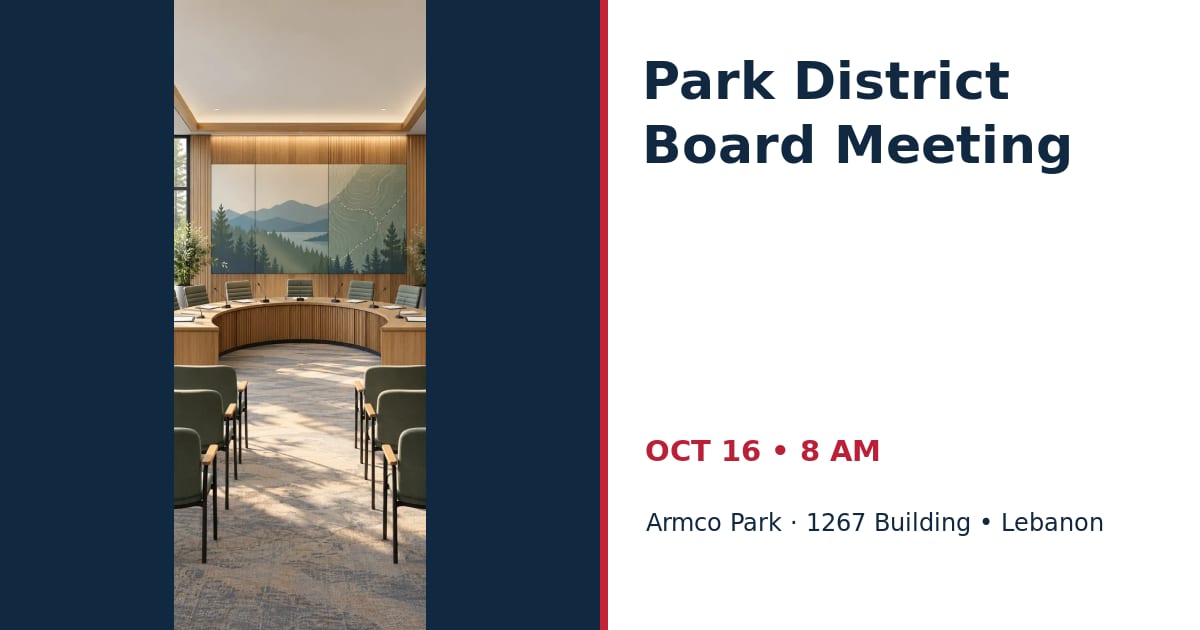 Warren County Park District Board Meeting • OCT 16 • Lebanon