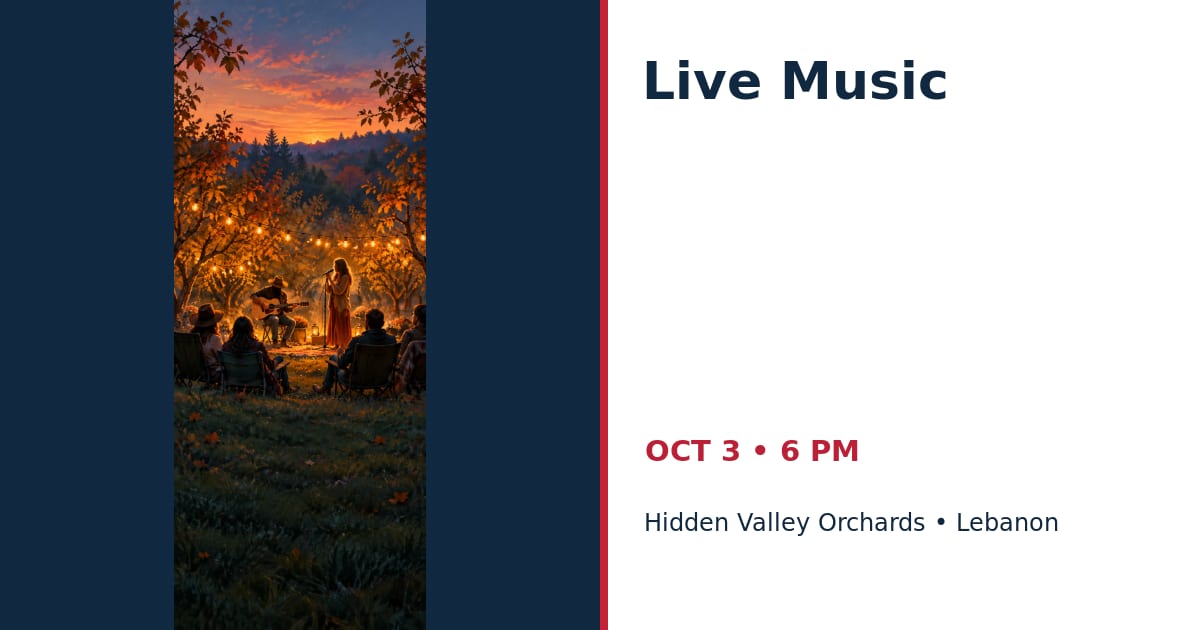 Live Music at Hidden Valley Orchards • OCT 3 • Lebanon